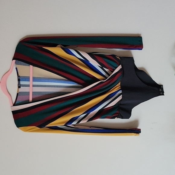 𝅺bershka Wrap Striped Bodysuit US S - Picture 1 of 6